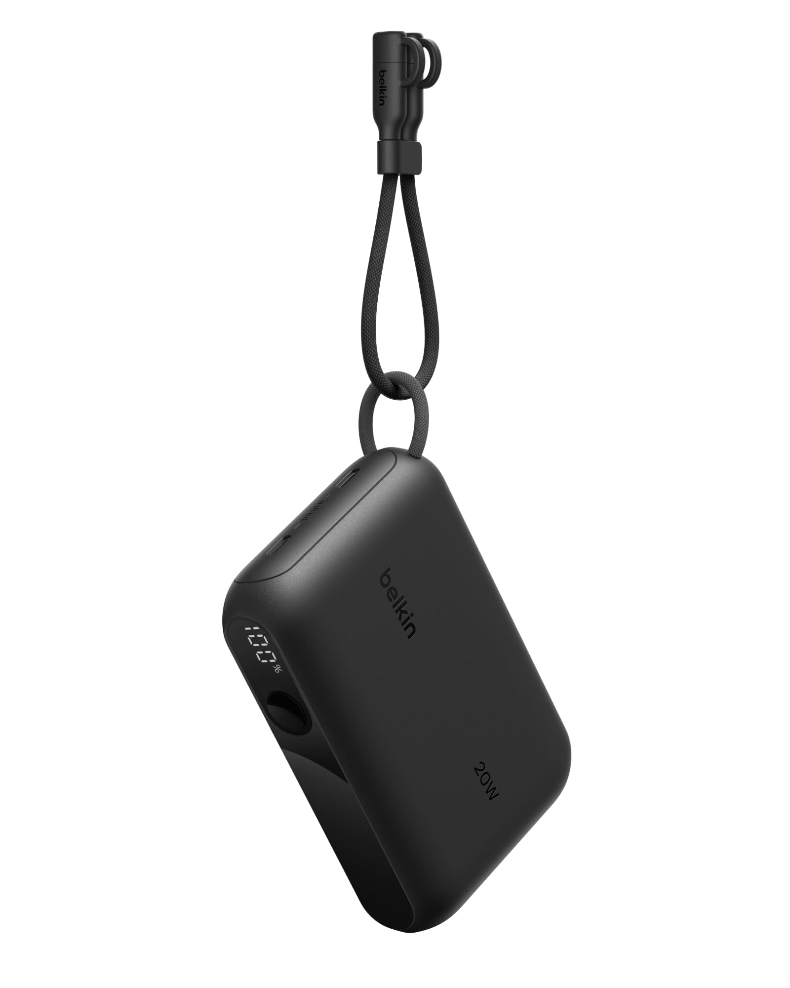 Belkin Portable Charger, Slim USB-C Power Bank 10,000mAh w/ 2 USB-C Ports, Digital Battery Display, 20W Charging Battery Pack - iPhone 17, Air, Pro, Samsung Galaxy S25, Pixel 10, iPad, & More - Black