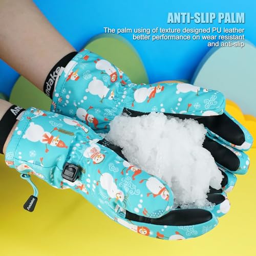 Andake Waterproof &Breathable Kids Snow Gloves 2-10Y Toddler Winter Warm Ski Gloves Kids Mittens For Boys Girls thumb #4