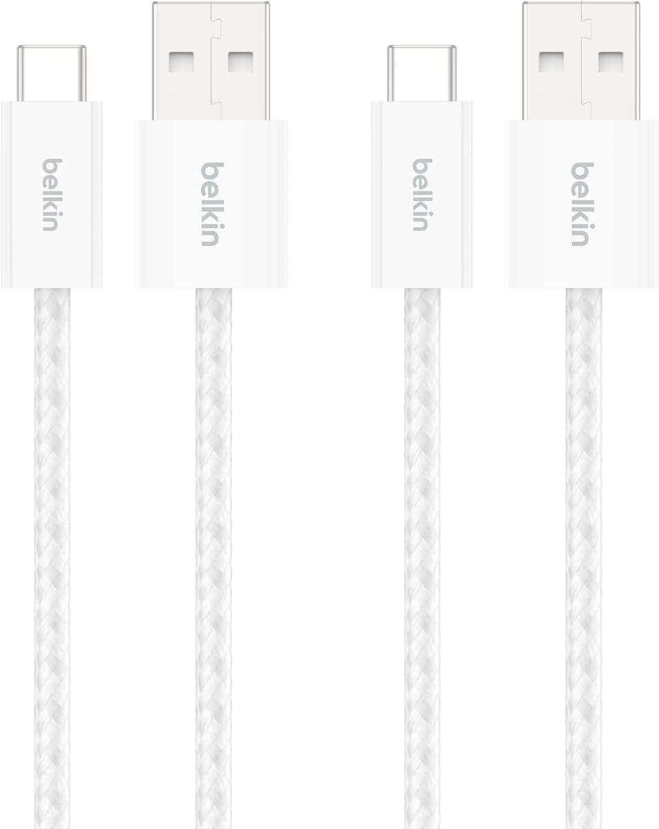 Cable trenzado USB A a USB C de 15 W, paquete de 2, cable cargador para iPhone de 3,3 pies | iPhone 15/16/17, Samsung Galaxy S26, Pixel 10, Airpods, iPad, Nintendo Switch 2, Steam Deck, Viajes, Carplay, Cargador de coche