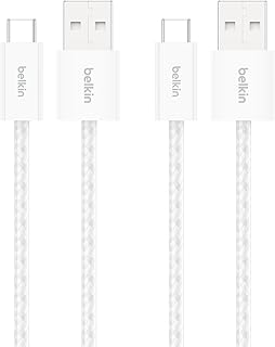 Belkin USB A to USB C 15W Braided Cable 2 Pack, 3.3ft iPhone Charger Cord