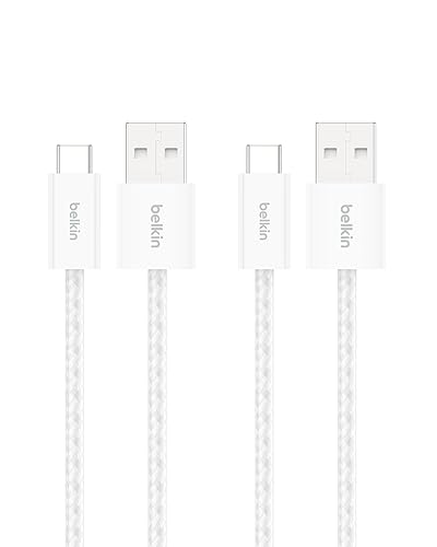 Vista 9 de Belkin Paquete de 2 cables USB A a USB C, 6.6 pies, 15 W, cargador tipo C, cable de carga para iPhone, suave, trenzado, flexible para iPhone 17