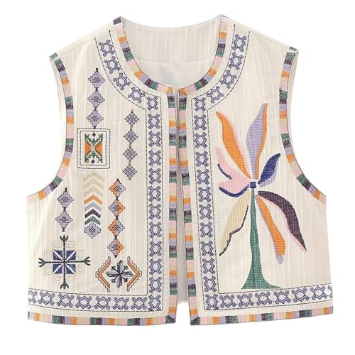 Chaleco floral para mujeres pequeñas que buscan tops bordados vintage con ajuste perfecto