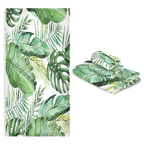 Hatesah BATHTOWELSET0331_CHILD10 Bath Towels Set Soft Highly Absorbent Spring Green Tropical Palm Fern Leaves Decorative Towel Set 3 Piece,1 Bath Towel,1 Hand Towel,1 Washcloth,Luxury Towels thumb #6