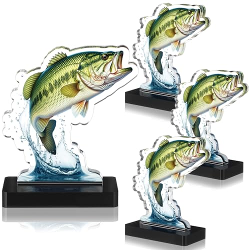 Trophée de pêche acrylique : lot de 4 cadeaux originaux pour pêcheurs et passionnés