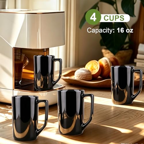 Set de 4 Mugs Grandes de Café 16 oz en Porcelana Negra miniatura 4