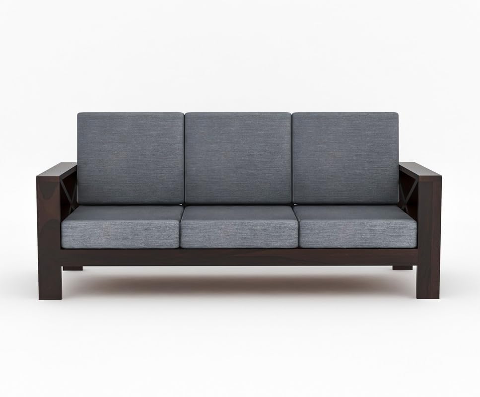 Image of Sheesham Solid Wood 7 Seater Sofa Set for Living Room(7 Seater) (Walnut)