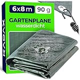 KADAX Wasserdichte Gewebeplane, 48m² gestärkte Schutzplane, Plane in 15 verschiedenen Größen, Abdeckplane für Poll, Gartenmöbel, grüne Bootsplane mit Ösen (6x8m)