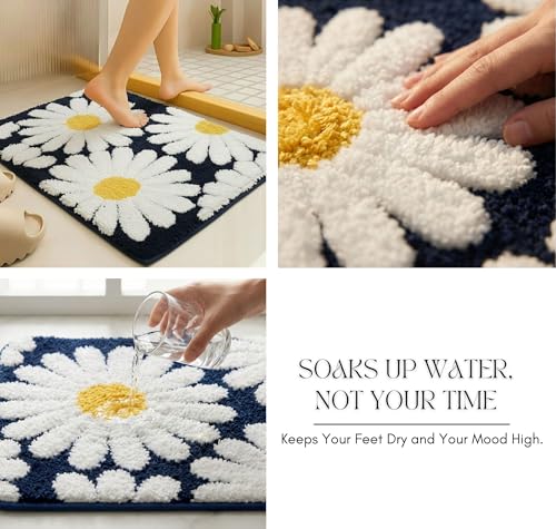 Image of HOMEKART Microfiber Bath Mat 2000 GSM, Super Soft & Absorbent Anti-Skid Bathroom Floor Mat, Quick Dry Door Mat for Bathroom, Bedroom & Kitchen (40x60 cm, Navy Blue) Pack of 1