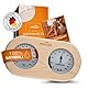 ALPENHAUCH Sauna Thermometer Hygrometer Holz [2in1 Funktion] - Besonders präzises Saunathermometer mit gehärtetem Glas - Automatische Kalibrierung - Edles Sauna Zubehör - Hygrometer Thermometer Sauna