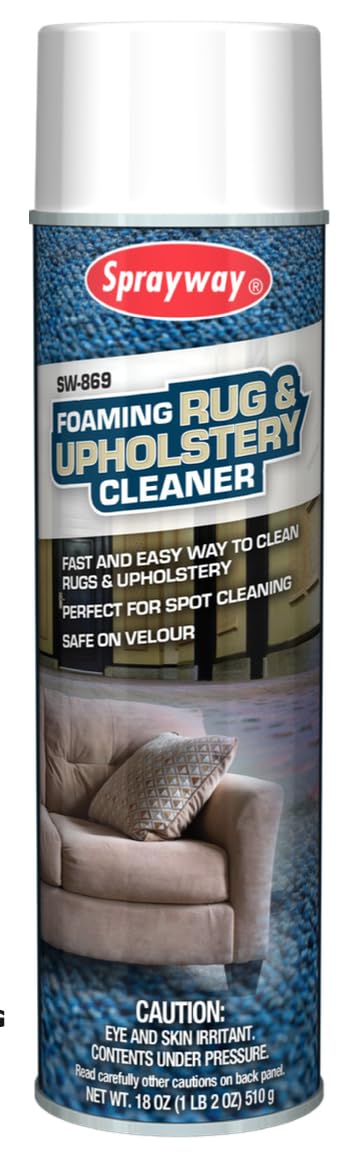 Sprayway SW869 Foaming Rug and Upholstery Cleaner, 18 oz, clear, colorless liquid