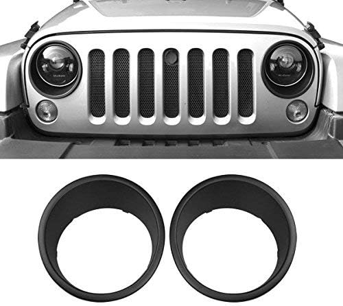 AMERICAN MODIFIED 2007-2018 JK JKU Jeep Wrangler Clip-in Bezels Headlight Cover Headlight Trim, Matte Black (ABS-Pair)