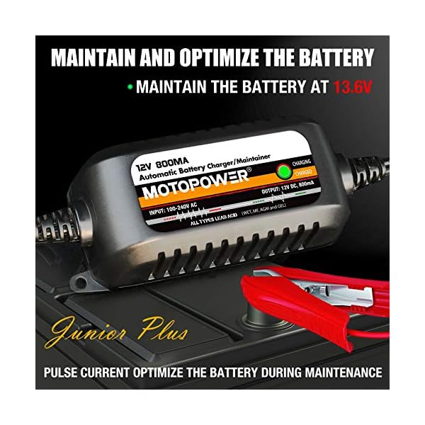 MOTOPOWER MP00205C 12V 800mA Cargador/mantenedor de baterías moto Completamente automático - Imagen 4