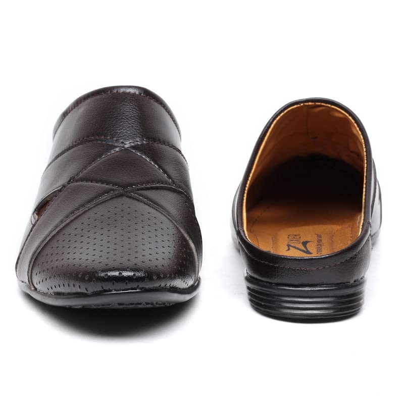 Image of Zixer Summer Urban Men's Shoes Luxury Synthetic Leather Mule Loafers Men's Shoes Handmade Ultra Premium Lightweighted Daily Easy Wear Open Back Half Cut Trending Classic Slip On Shoes for Men