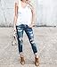 Ermonn Women Distressed Denim Jeans Skinny Stretch Roll Up Ripped Blue Jeans Pants