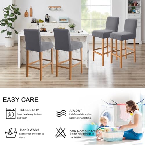 Image of FUANGUI Bar Stool Covers Set of 2, Stretch Bar Stool Seat Covers | Washable Removable Bar Chair Covers with Backs Slipcovers, Bar Chair Covers Square for Kitchen Dining Room Cafe
