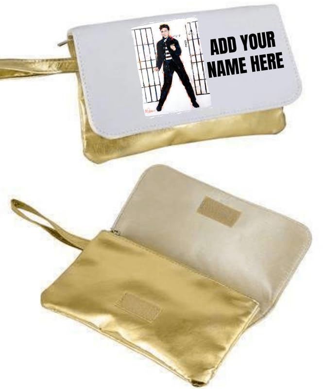 Elvis Presley Trousse de maquillage de voyage pour femme, doré, Trousse de beauté - Les Beatles, Paul McCartney, John Lennon, RIngo Starr, George Harrison Elvis Presley Trousse de maquillage de voyage pour femme, doré, Trousse de beauté