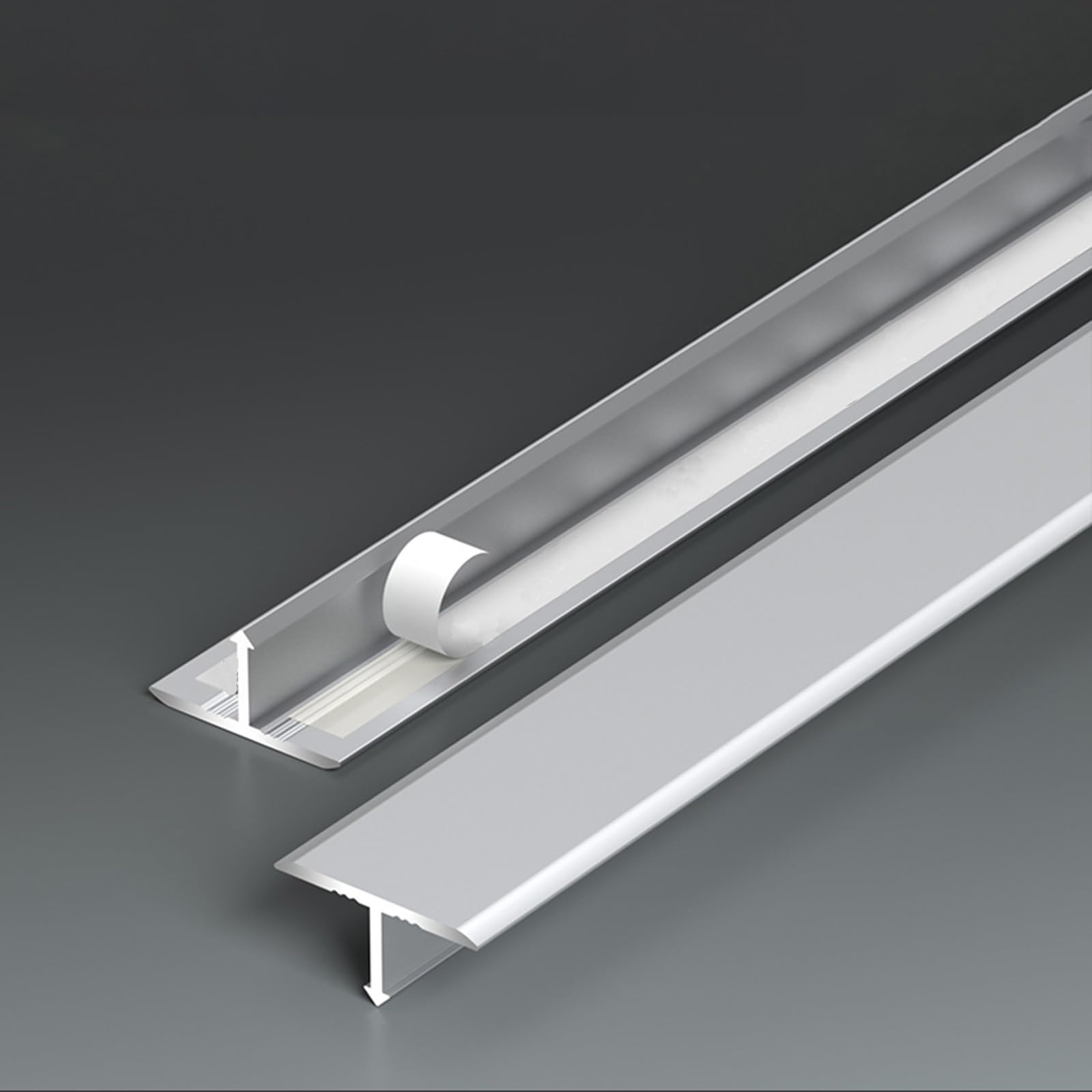 25 mm Wide Self Adhesive Floor Transition Strip, Waterproof Floor Flat Divider Strip for Joining Floor Gaps, Customizable Length Threshold Transition Strips(Color:Silver,Size:L 1m/39.4in/3.3ft)