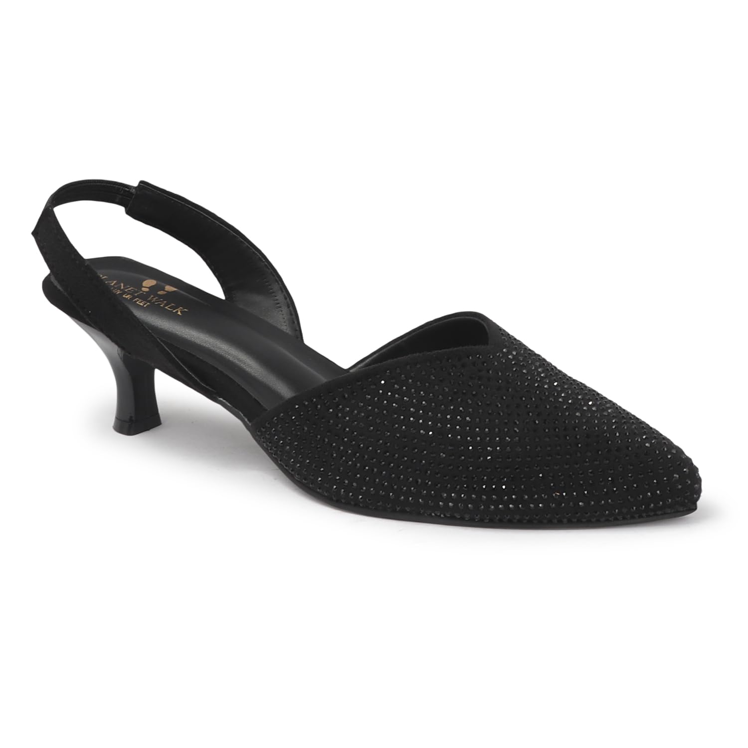 Womens Black Pointed Toe Western - Embellished Embellished Kitten Heel for Women Heeled Sandal-image-32