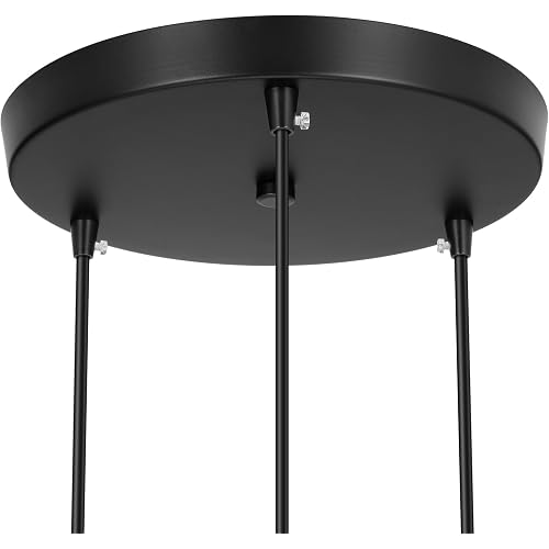 Canomo 10 Inch Ceiling Canopy Kit 3 Head Pendant Light Canopy Round Ceiling Plate Base Suspension ​Lighting Accessories for Dining Room, Black