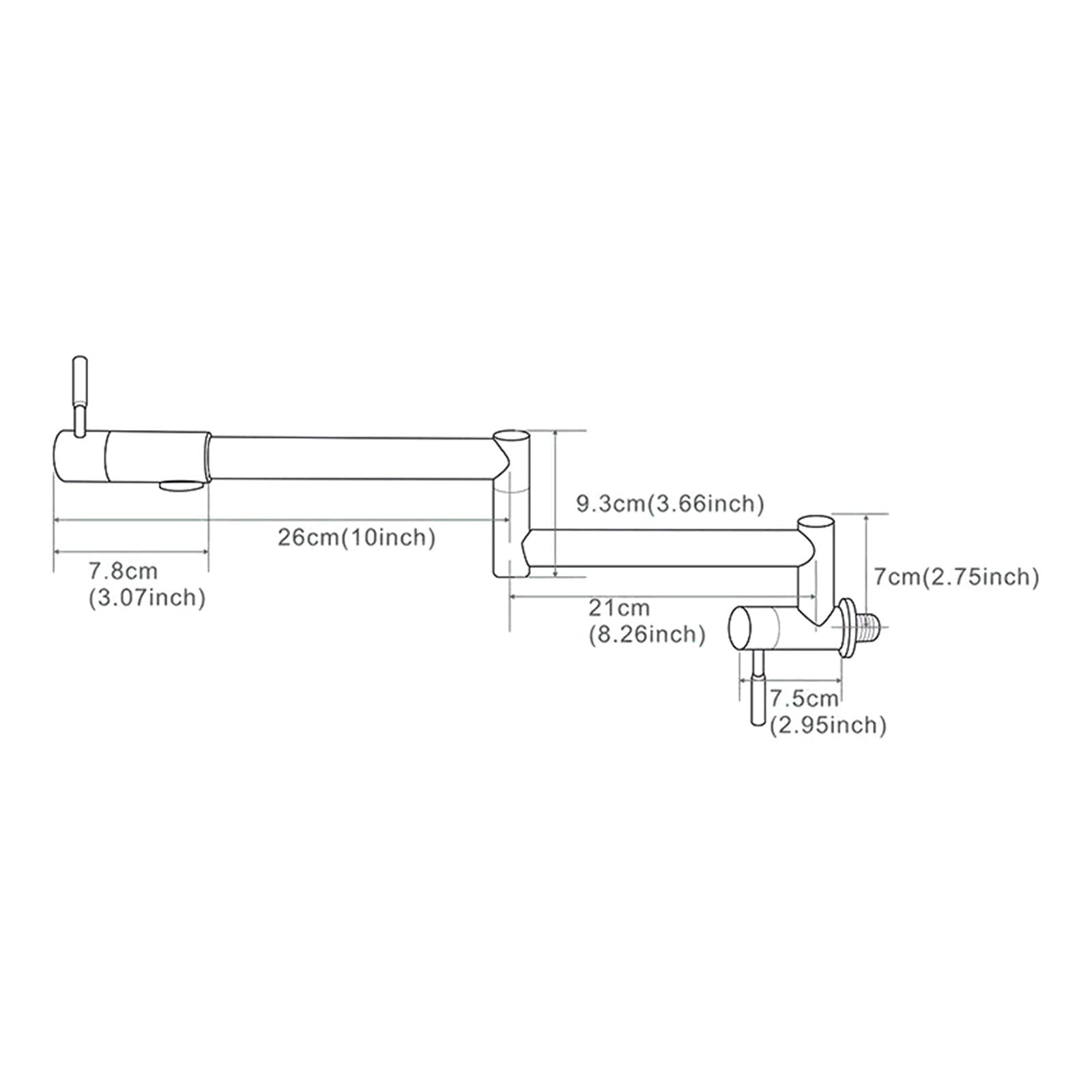 Rubinetto riempitivo per pentole Filler a filletta a doppia articolazione pieghevole pieghevole a parete a parete a parete gallina cucina singolo foro a 2 manico in acciaio inossidabile rubinetto con