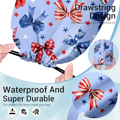 Image of Blue Bowknot Gymnastics Grip Bag American Patriotic Small Gym Athlete Bags for Outdoor Sports