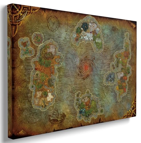 Azeroth Map Canvas Wall Art Decor Warcraft Merchandise Poster - 12x18 In