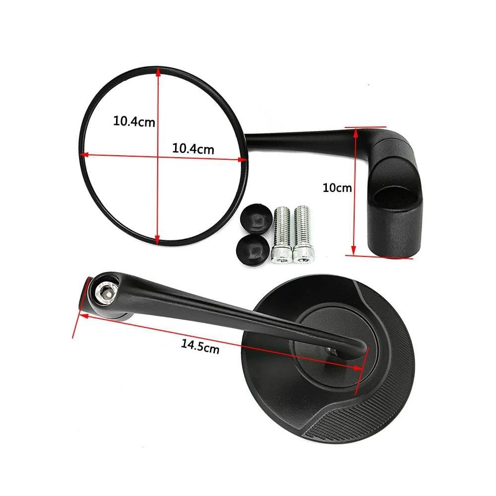 Rétroviseurs Universels Pour Motos Rétroviseurs Latéraux Ronds Pour Royal Enfield Pour Continental GT Pour Interceptor 650 Ensemble rétroviseurs de moto(Noir)