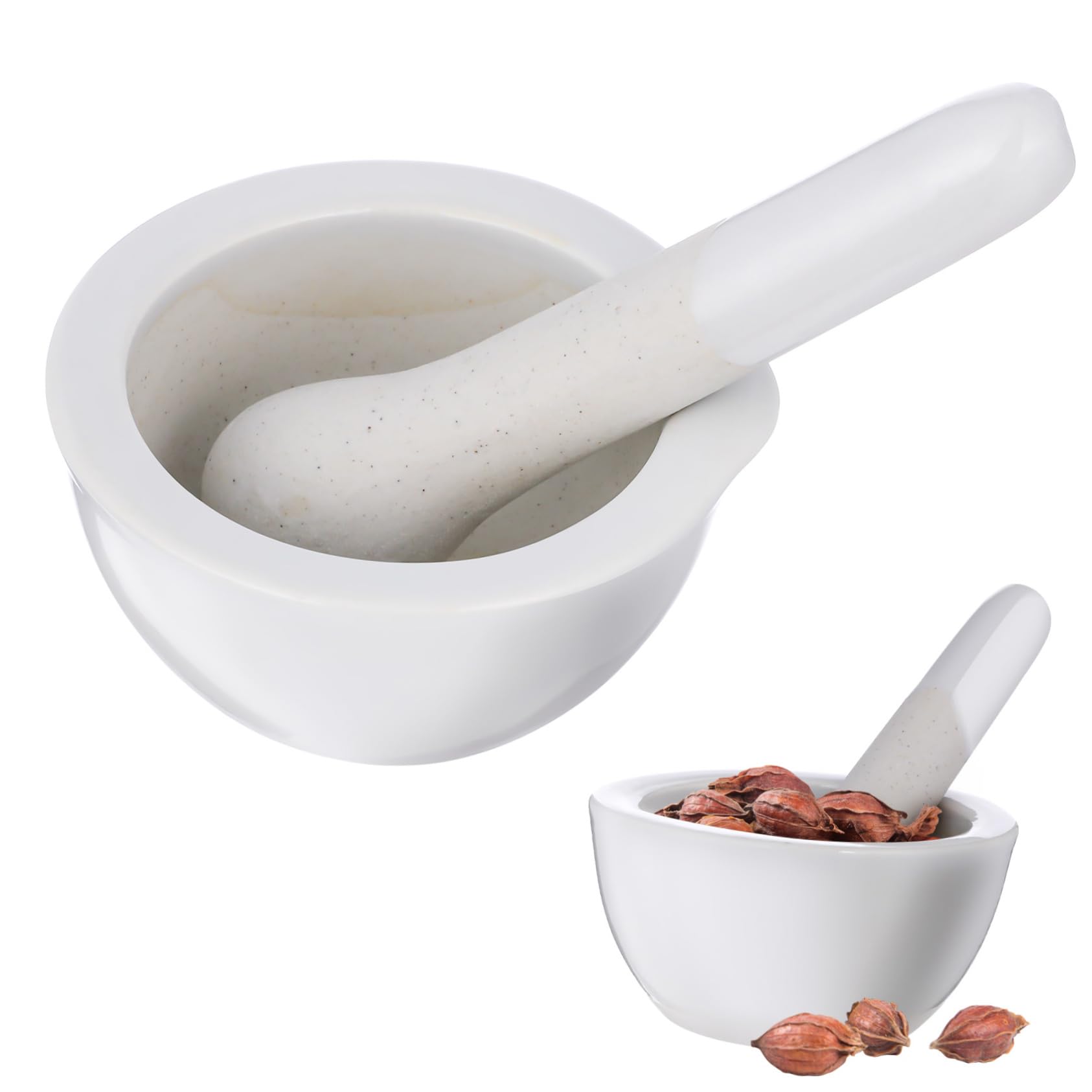 VICASKY 2 Sets Porcelain Grinding Bowl with Pestle and Pestle Kit for Medicine Spices and Herbs Ergonomic Design for Easy Grinding for Home Laboratory Use