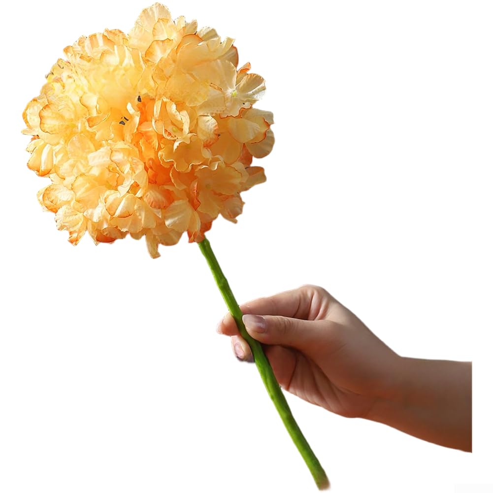 Bouquet di ortensie artificiali in seta con bordo bruciato, fiori finti realistici per composizioni di vasi per la casa, centrotavola per matrimoni e decorazioni per feste, blu (arancione)