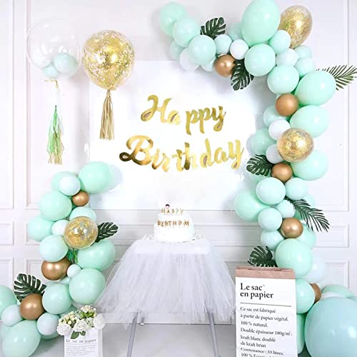 Image of Voircoloria 130pcs Mint Green Balloons Different Sizes 18 inch 12 inch 10 inch 5 inch Pastel Light Green Balloons for Boys Girls Birthday Baby Shower Gender Reveal Wedding Decorations