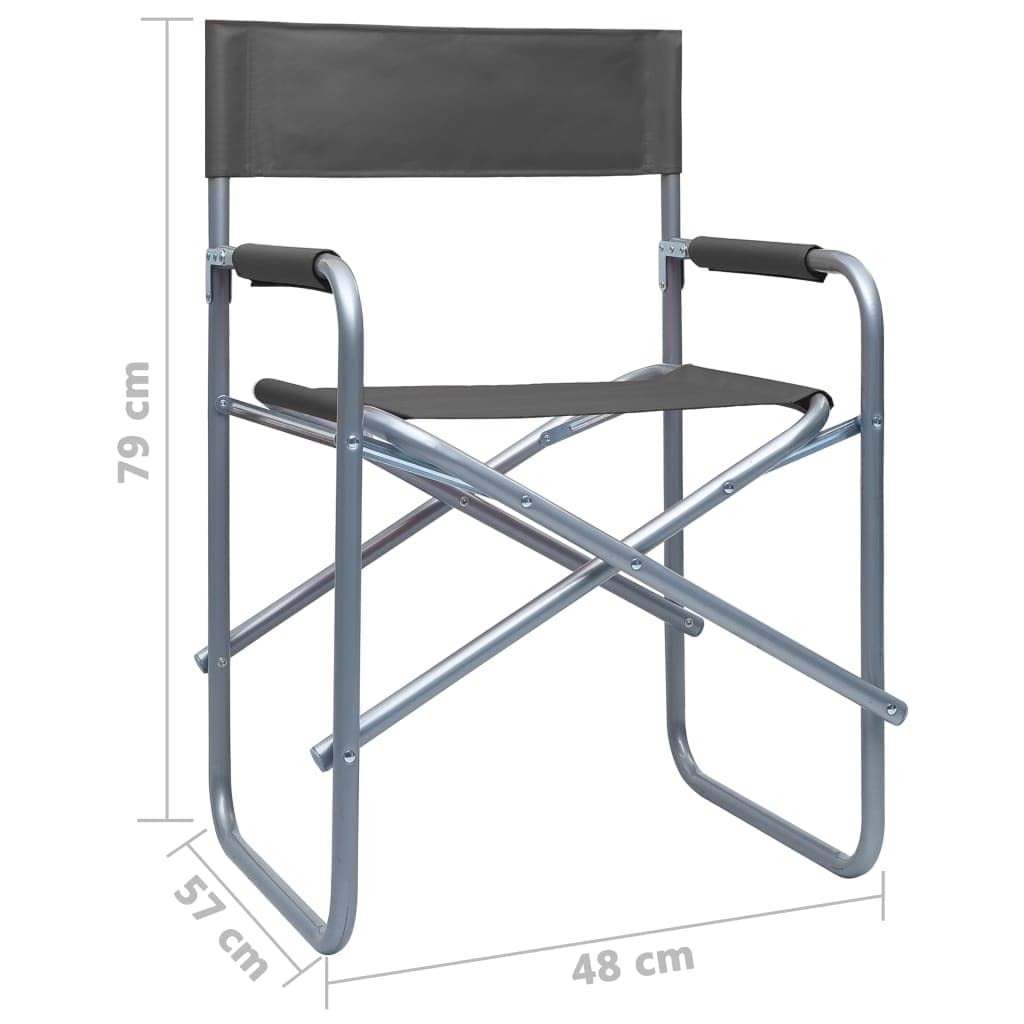 Gecheer Sedie da Regista 2 pz in Acciaio Grigie,Sedie,Poltroncine,da Pranzo,da Giardino,Esterno,Sedie per Tavolo da Esterno,Sedie da Esterno,Sedia da Esterno,J47920