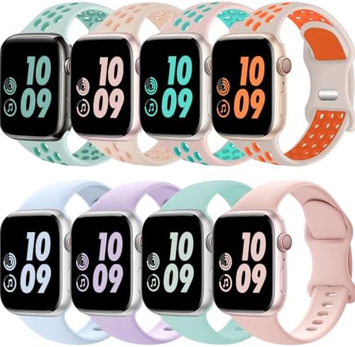 Sport Band Compatible with Apple Watch Bands 44mm 46mm 45mm 42mm 41mm 40mm 38mm 49mm Men Women, Breathable Soft Silicone Strap for iWatch Series 11 10 9 8 7 6 5 4 3 2 1 Ultra 2 SE 3nd