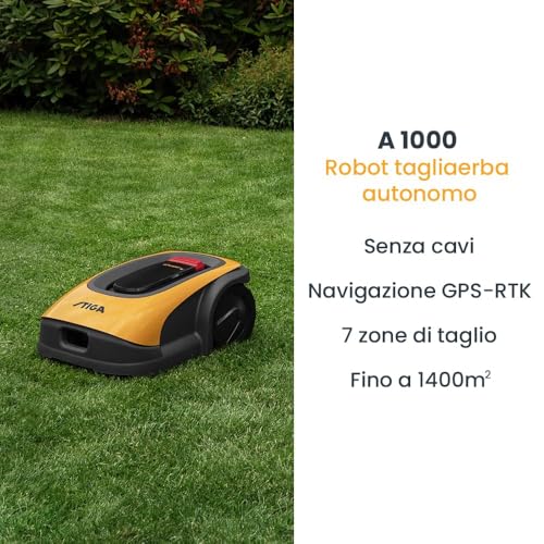 Stiga A1000, Robot Autonomo, Senza Cavo, Aree Fino A 1400 M2, Segnale Gps, Pendenze Fino Al 45% (24°) - 3
