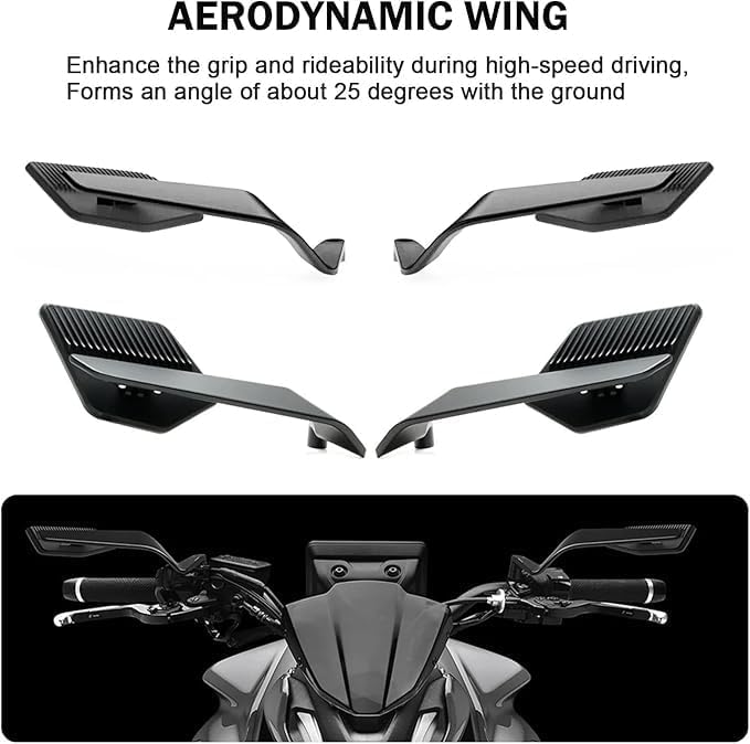 Motorcycle Mirrors Rear View Mirrors Compatible with Kawas@ki Z125 Pro Z250 Z250SL Z300 Z400 Z650 Z750 Z800 Z900 Z1000 and Hond@ CB650R CB650F CB650F ABS CB 750 Hornet -Black