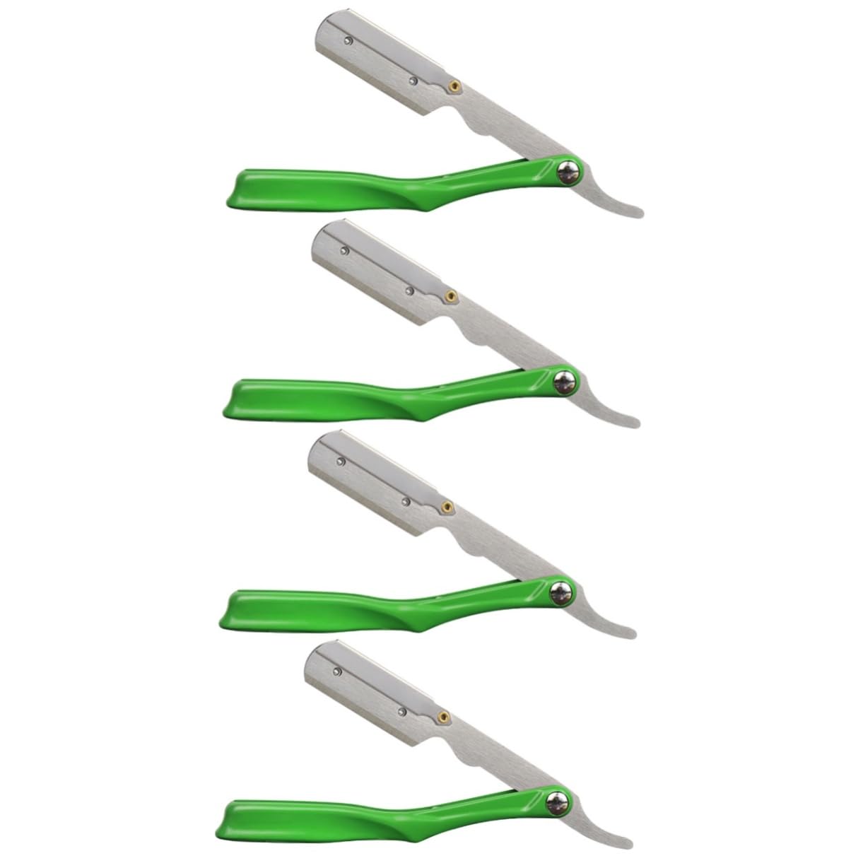 PACKOVE 4 Piezas Soporte Plegable para Cuchillas de Afeitar Manual Soporte Profesional de Metal Verde con Cabeza Plateada para Casa Ligero y Duradero para Barberías y Peluquerías
