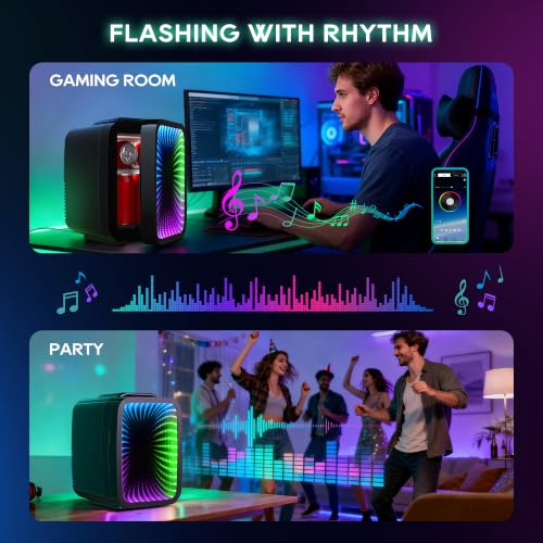 Image of BEICHEN Mini Fridge 4L /6 Can With APP Light Controller for Gaming Room | 4L compact design| APP-controlled customized gaming light | Silent & energy-saving | AC /DC for home & auto |Black