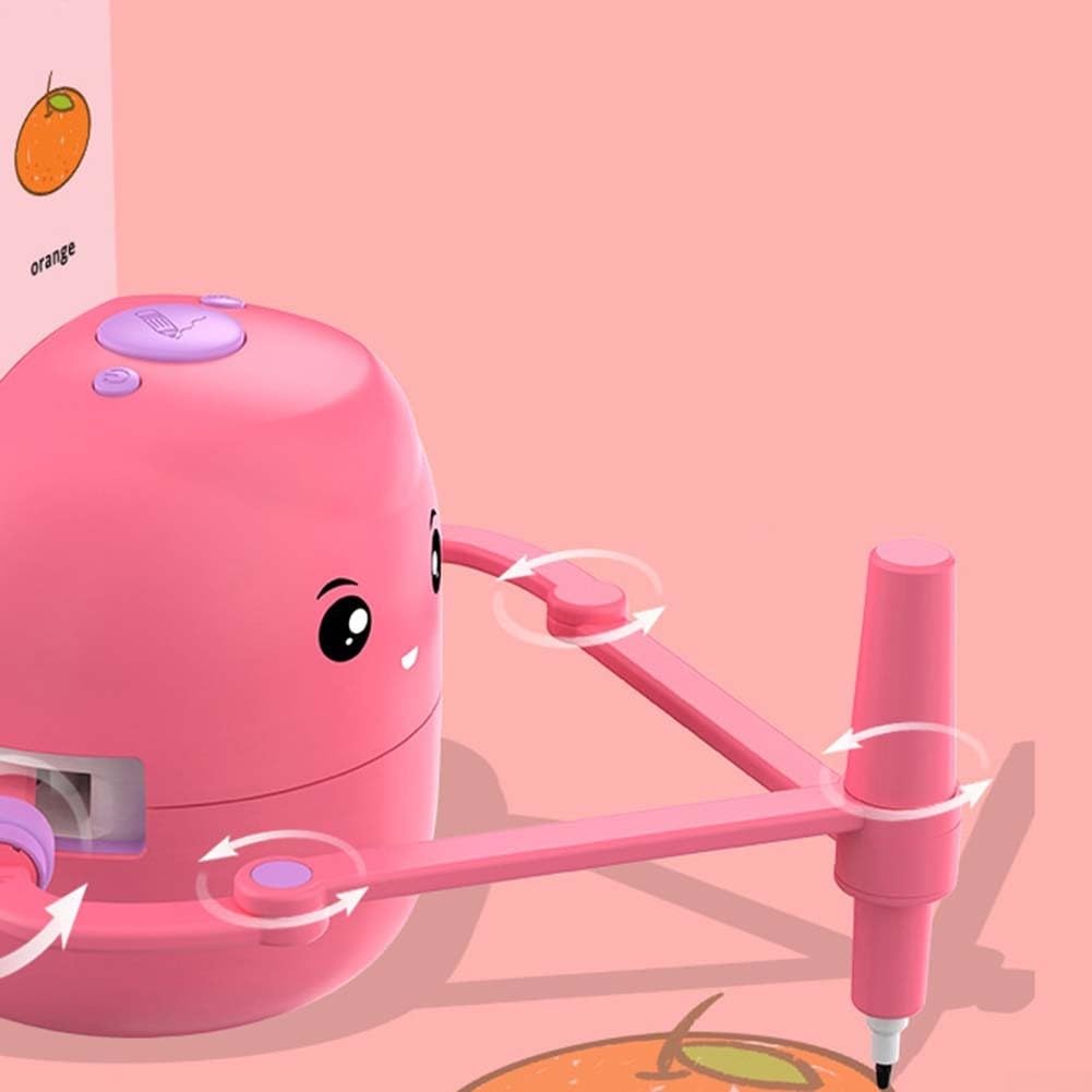 Educational Drawing Robot for Children Featuring 100 Unique Cards and Interactive Voice Communication, Smart Robot Drawing Toy for Kids Education(Pink)