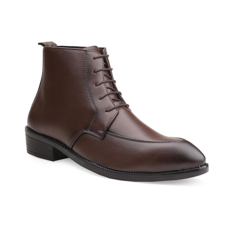 Men’s Lace-Up Ankle Boots Formal Dress Shoes – Faux Leather Comfort Boots with Slip-Resistant TPR Sole.-image-48