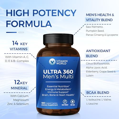 Ultra 360 Multivitamin for Men, Men's Multivitamin with Herbs & Antioxidants for Energy & Performance, Supplement with Vitamin A, C,... - Image 3