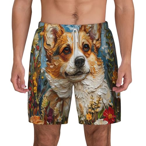 Short de bain Corgi pour homme imprimé fleuri estival