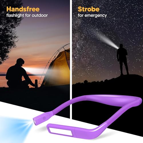 Image of Neck Reading Lamp Purple Gifts for Women Book Lovers, 3 Colors & Stepless Dimming Neck Light Knitting Crochet Accessories, Christmas Stocking Stuffers for Women Wife Grandma Knitters Sewing Supplies