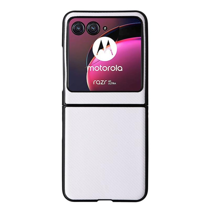 ELICA Carbon Case for Motorola Razr 40 Ultra 5G, Back PC Case Cover | Flexible Shockproof TPU | Brushed Texture for Motorola Razr 40 Ultra 5G – White