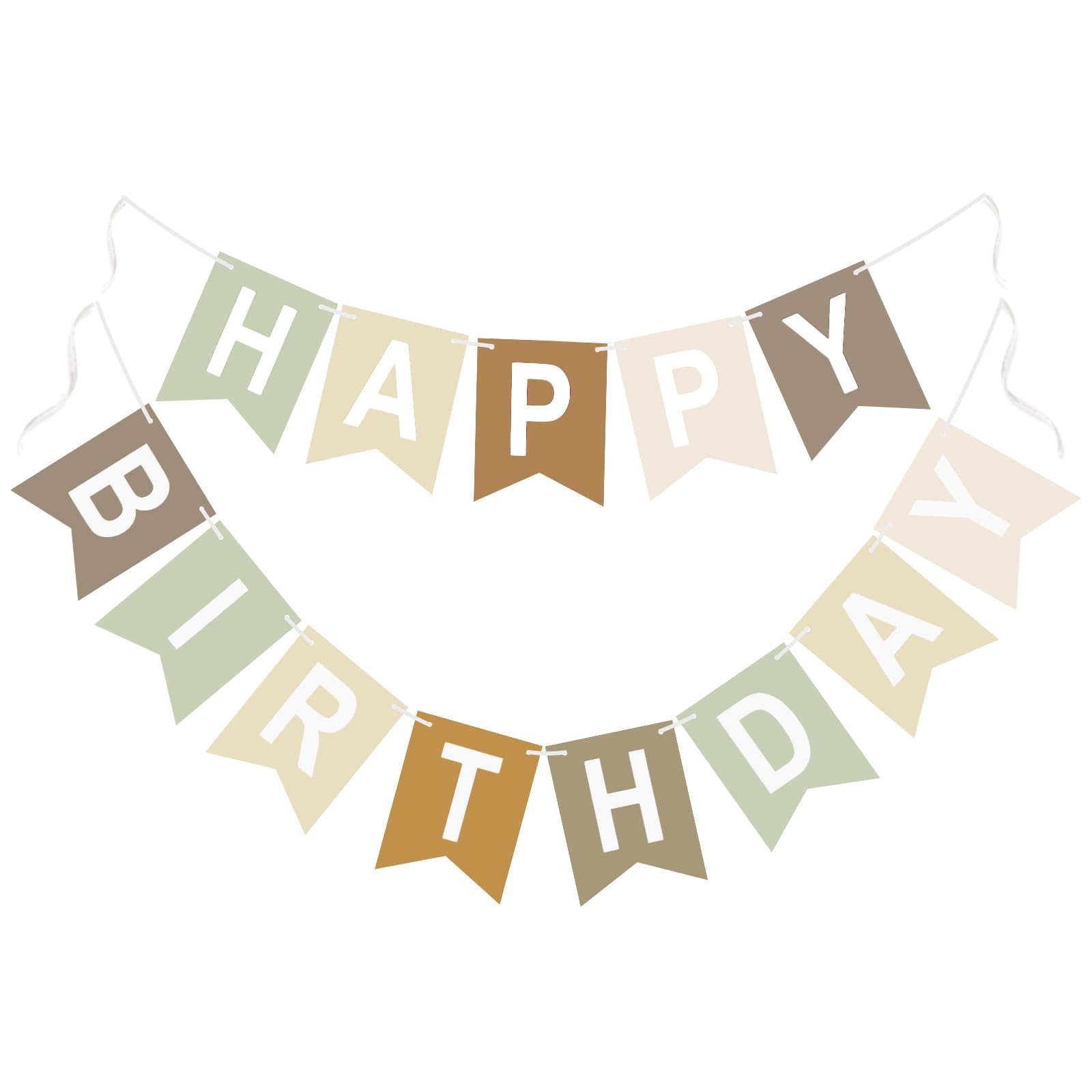 G2PLUS Pre-strung Happy Birthday Banner Beige and Sage Green: 16 x 20 cm — image 1