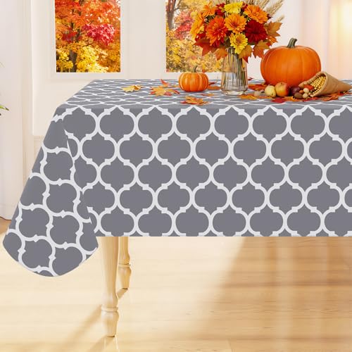 Smiry Rectangle Table Cloth, Waterproof Vinyl Tablecloths with Flannel Backing for Rectangle Tables, Wipeable Spillproof Plastic Tablecloth for Dining, Camping, Indoor and Outdoor (60
