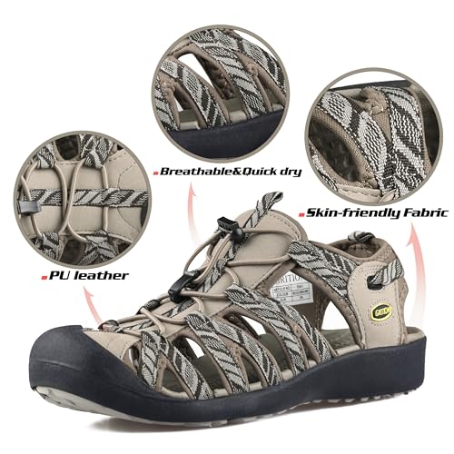 GRITION Hiking Sandals Women Closed Toe, Waterproof Lightweight Adjustable Hiking Athletic Sandals, Breathable For Beach Summer Adventure Comfortable Outdoor Sport2