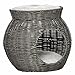 Pawhut Rattan Katzenkorb zweistöckiges Katzenbett Katzenhöhle Katzenturm mit 2 Kissen Liegedach Dunkelgrau Ø50 x 43,5 cm