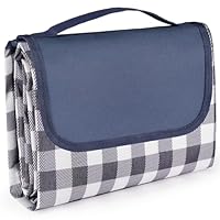LIVEHITOP Picnic Blanket 200x200cm, Extra Large Beach Blanket Waterproof Sand Proof Backing Foldable Outdoor Picnic Rug Mat with Handle for Camping, Park, Garden, Hiking