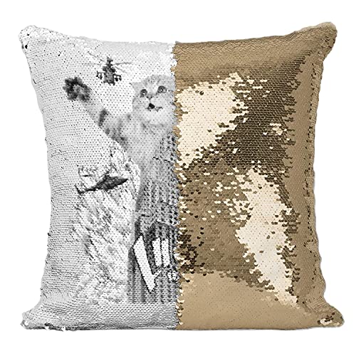 Coussin sequin premium art collage gratte-ciel doré chic - 2