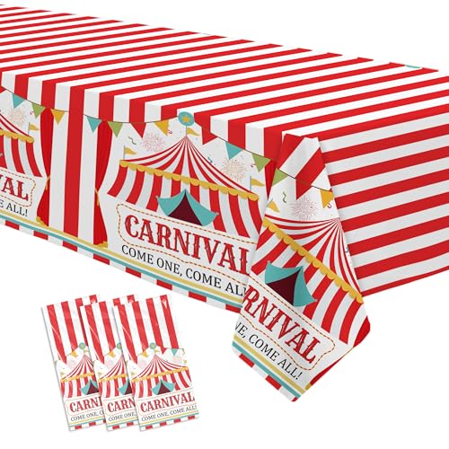 Owelleny Circus Carnival Theme Party Decorations Tablecloth, 3Pcs