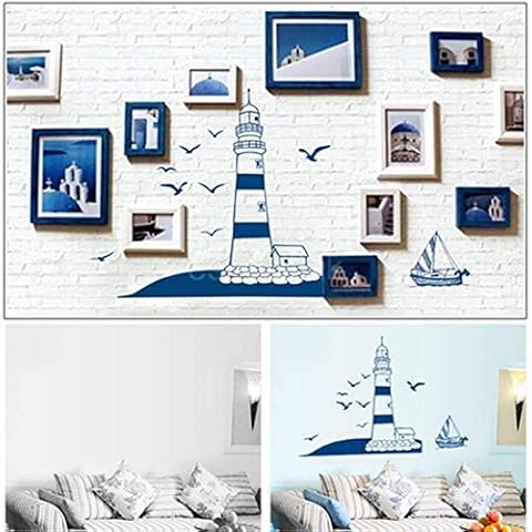 EMFGJ Lighthouse Seagull Sailboat Wall Sticker Small Photo Frame Wall Decal Creative Sticker Background Wall Decoration Cover